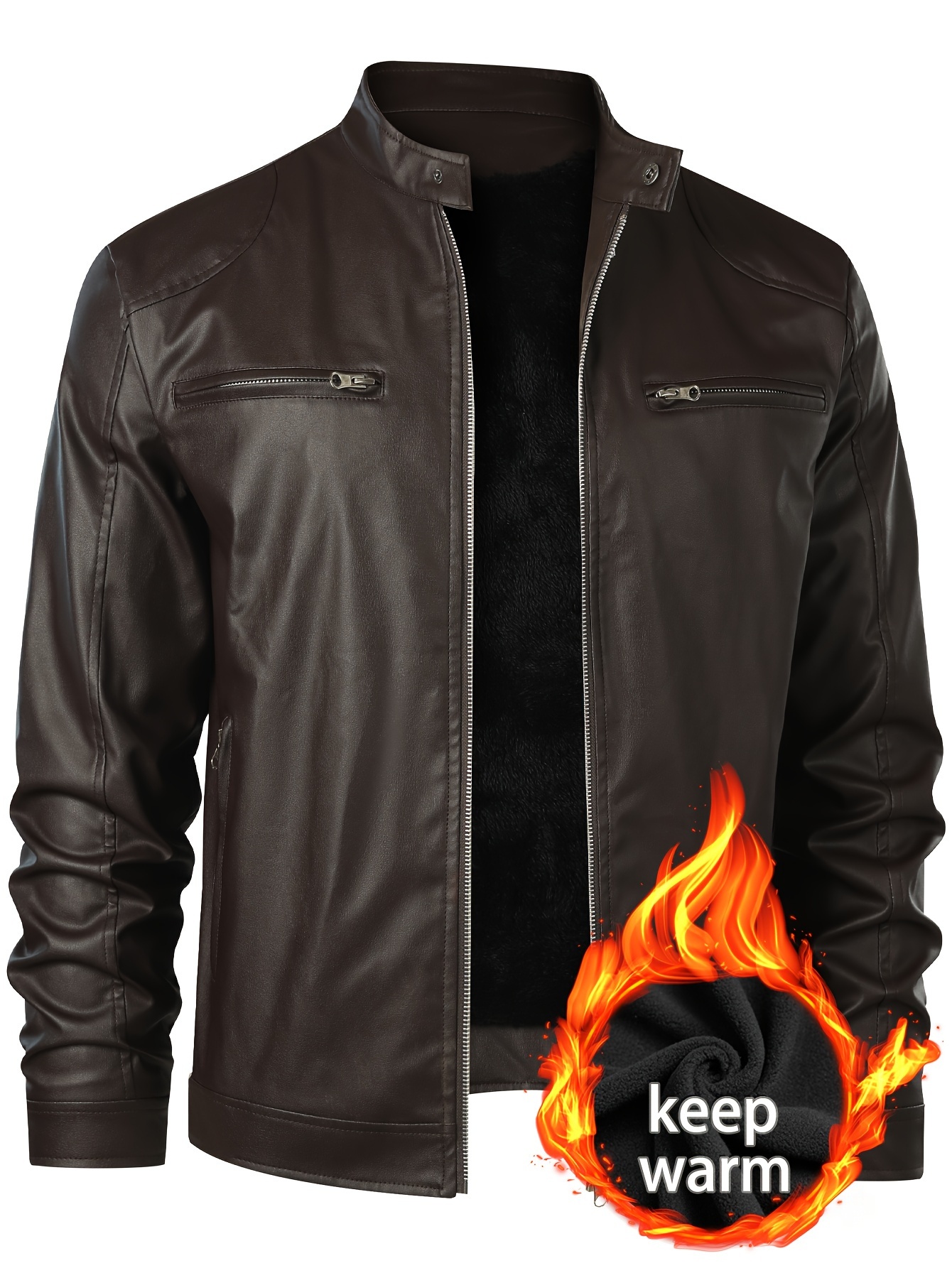 new mens jacket for autumn and winter mens coat european and american fleece warm motorcycle jacket jacket for men small stand up collar winter coat for men