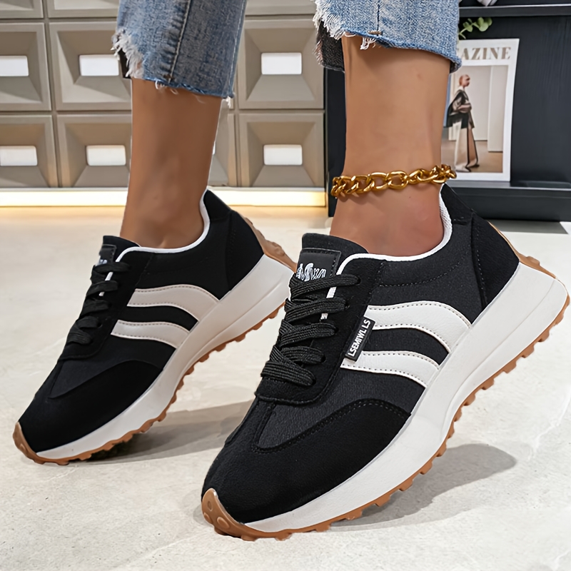 TEMU Sneakers, Striped Women's Walking Shoes/camp Shoes, Vintage Sports German Training Shoes, Suitable For Daily Wear And Street Style , Women's