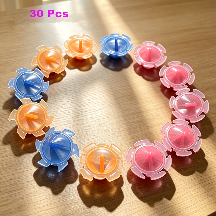 TEMU Novelty 30pcs Transparent Multicolor Fidget Spinner Toy Pack, Multi-item Children's Party Favor Bag, Assorted Colors, Spinning Top Pk Toy, For