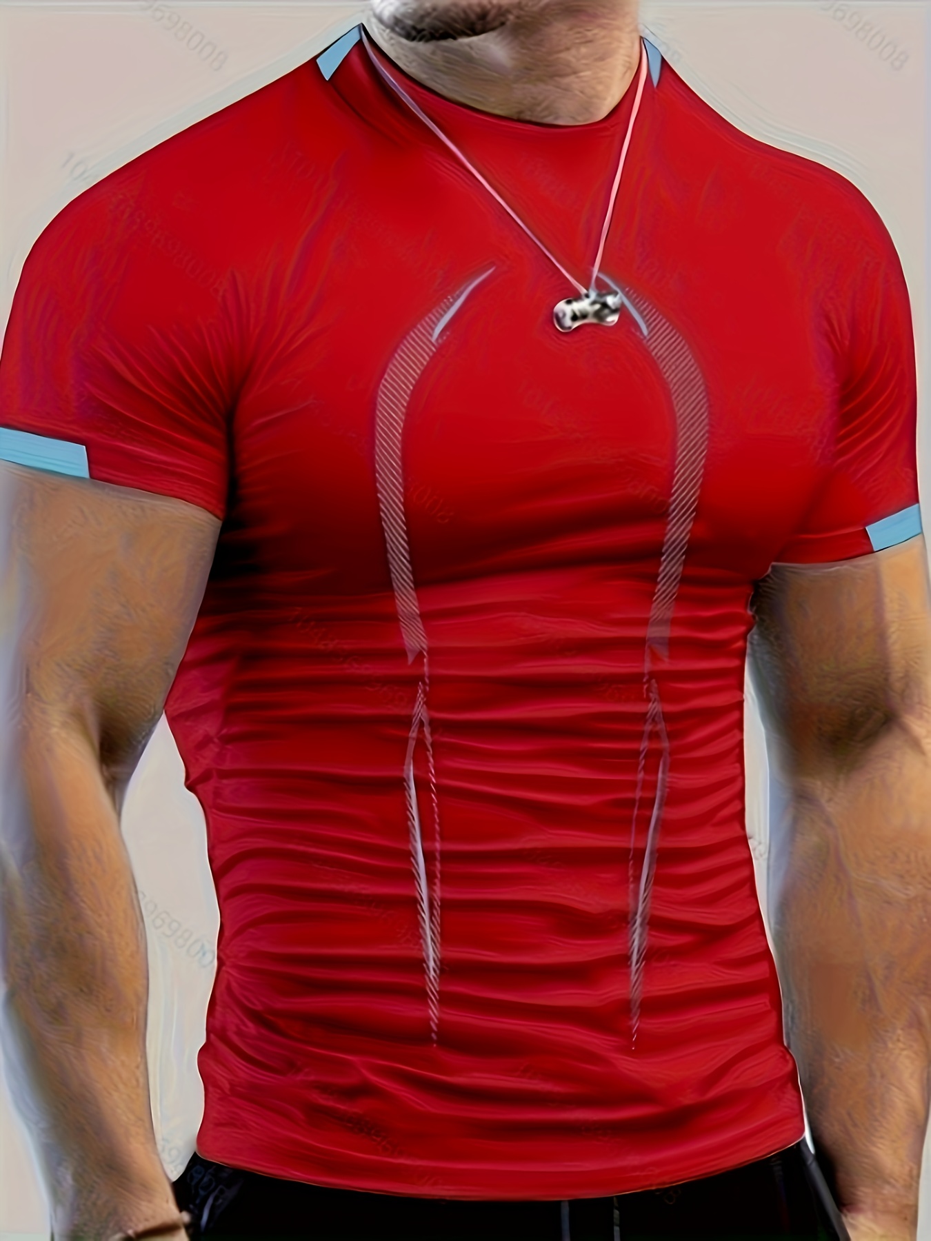 Color Block Pattern Slim Fit Crew Neck And Short Sleeve T-shirt, Breathable And Quick Dry Sports Tops For Men's Summer Fitness Training And Outdoors Sports Wear