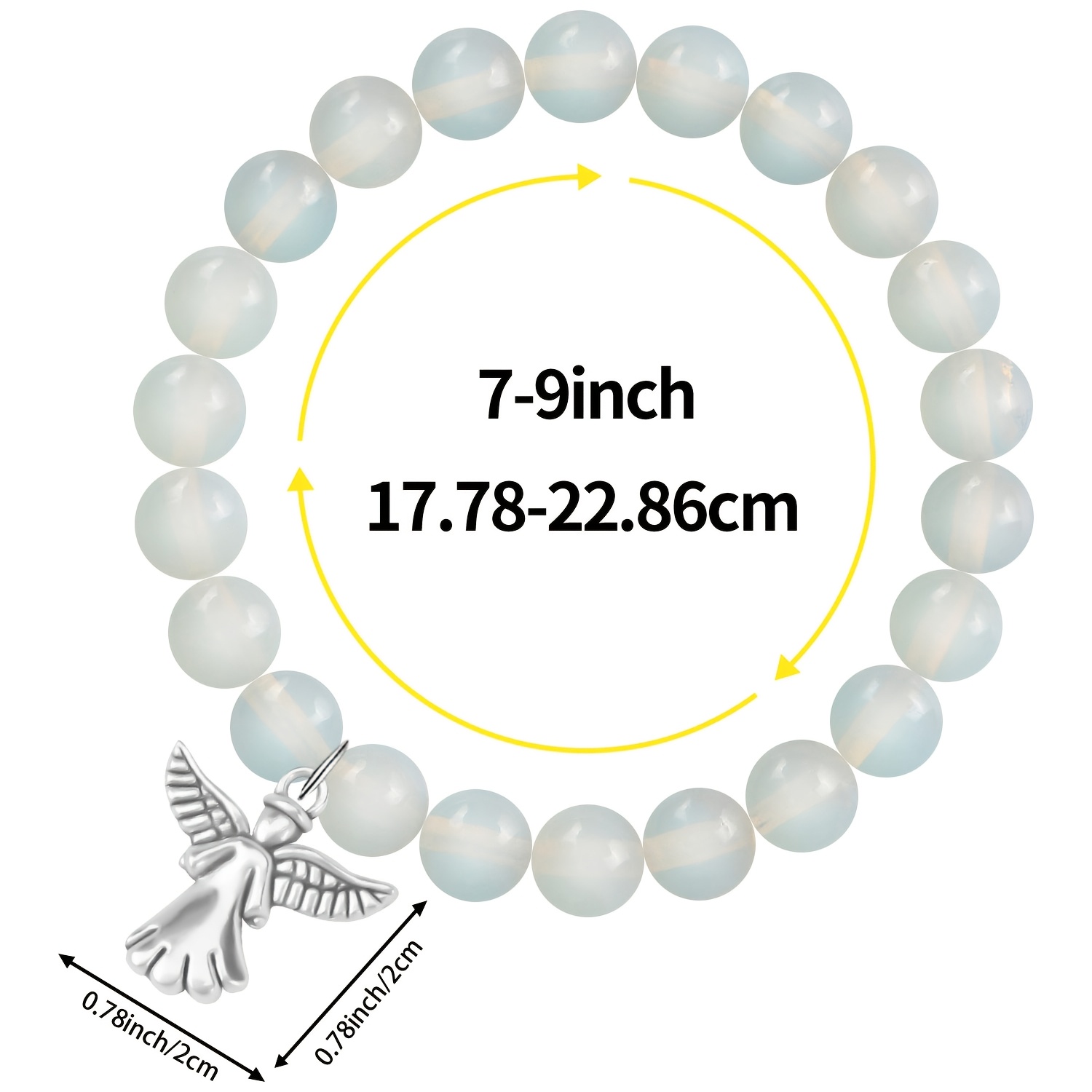 Natural Stone Bead Bracelet with Angel Charm Pendant
