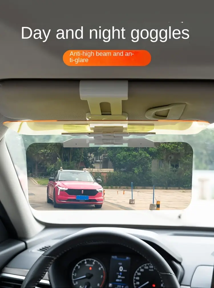 hd sun visor: anti glare car sunshade day night driving pu details 0