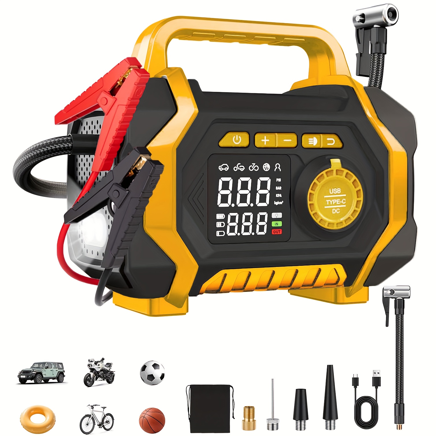 Jump Starter with Air Compressor, 7000A Portable Car Battery Jump Starter