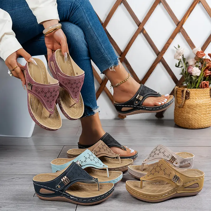 1pc womens light blue wedge sandals heel platform summer shoes with hollow out toe slip on casual fashion footwear Product details 8