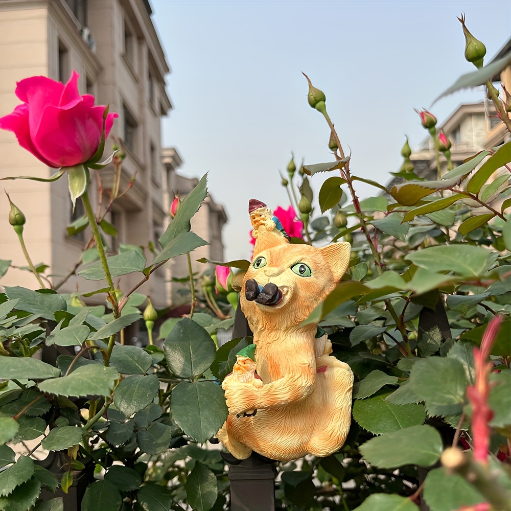 庭の小人の像 猫が小人を食べる庭のアート 秋冬の庭の装飾 パティオ 芝生 庭の装飾 新築祝いの庭の彫像 - Temu Japan