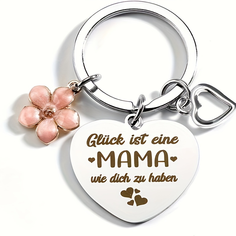 A Stainless Steel Round Keychain, A Heart-shaped Keychain, A Birthday Present For Mom