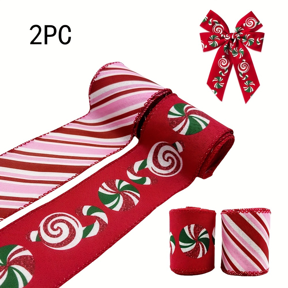 

2pcs Christmas Set - Red & For Wrapping, Wreaths, Bows, And Diy - 2.5" For Decorations