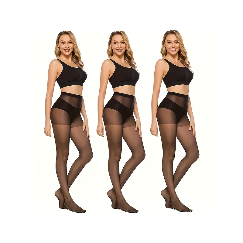 3pcs/6pcs Women'-thin Nude Concealing Leggings, Nude Leg Enhancer, Natural Sexy Black Tights