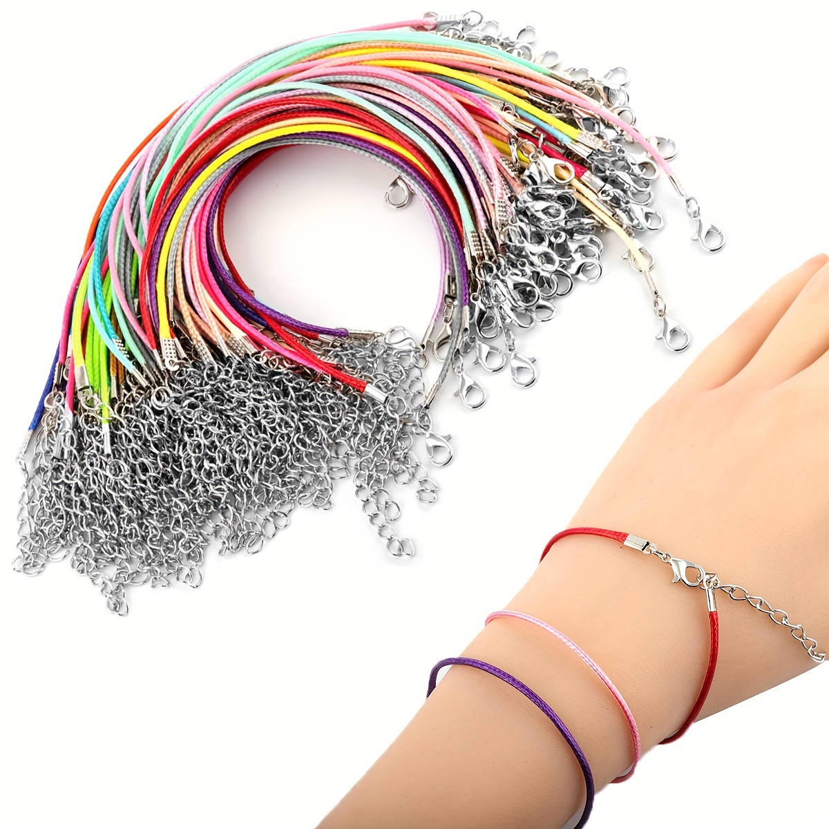 Image of 10pcs Of 17cm/6.7in Black Cord Bracelet Strings For Diy Pendants, Bracelets, Anklets, And Handcraft Accessories