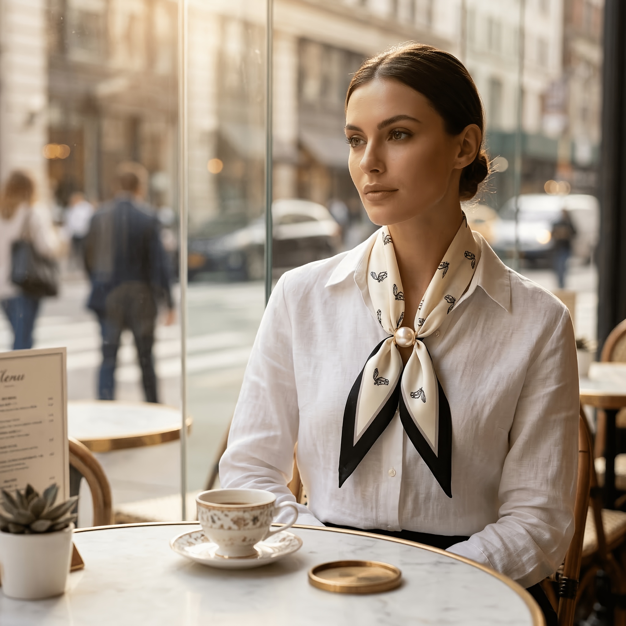 E-shop Ein stylischer bedruckter Schal für Damen mit Magnetverschluss, für Frühling und Sommer und vielseitig für lässige Outfits
