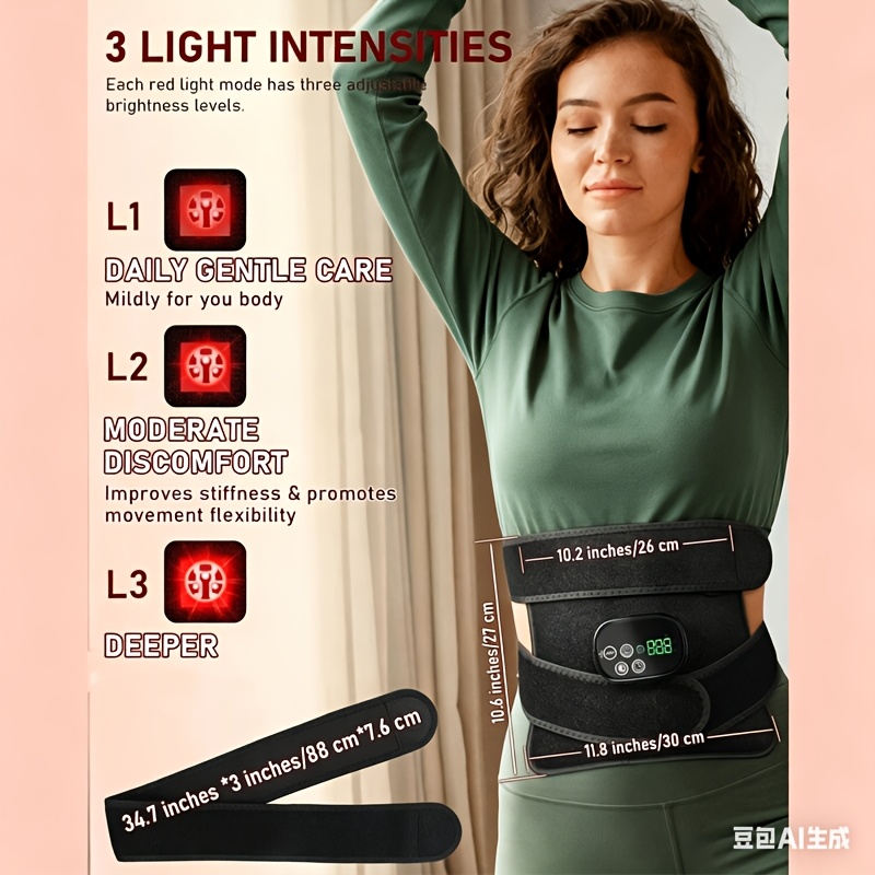 Red Light for Body Massager Belt with Vibration Massage, Cordless Heating Light with 2 Long Wraps, Red Light Belt Wrap for Back Shoulder - Image 9