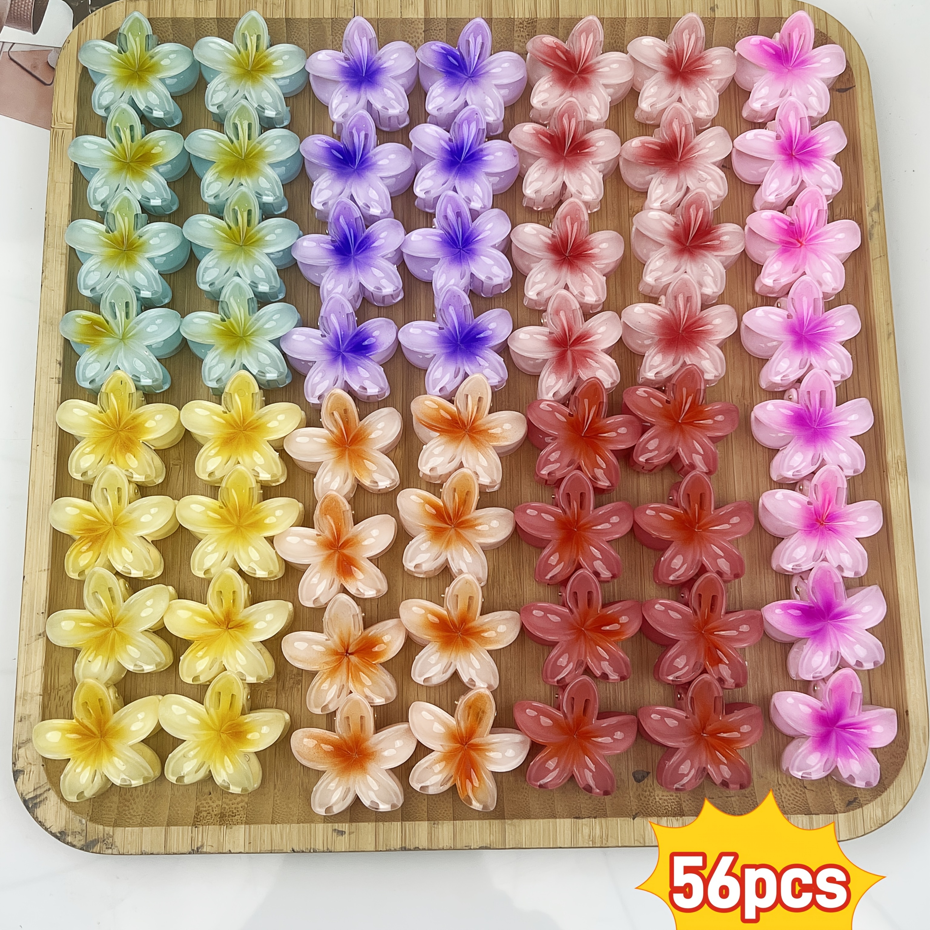TEMU 56pcs Set 4cm Bohemian Flower Hair Clip, Vacation Hawaiian Style Headwear, Used With Bangs And Braids, Does Not Damage Hair, Suitable For All , Accessory For Women And, Must-have For Holidays