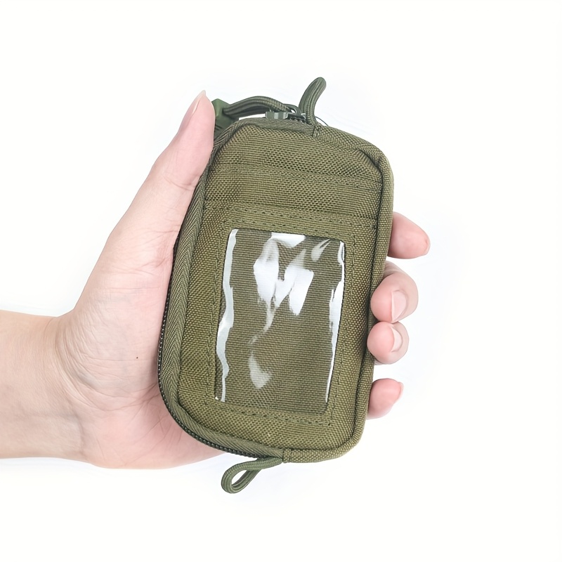 TEMU de lona con cremallera, bolsa para licencia de conducir, bolsa para tarjetas, riñonera, bolsa deportiva pequeña colgante