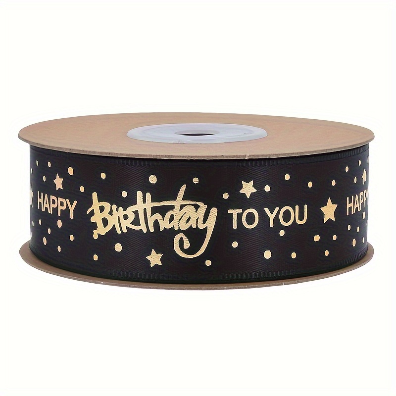 Image of 1pc, 3 Yards Long, Polyester Printed Happy Birthday Ribbon, For Birthday Gift Wrapping, Bouquet Decoration, Festival Crafts