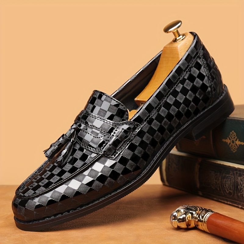 TEMU Men's Slip- Casual Loafers - , Plus Size , Genuine-like Upper (genuine) - British For Office, Formal & Casual Attire - Pointed Toe & Cushioned
