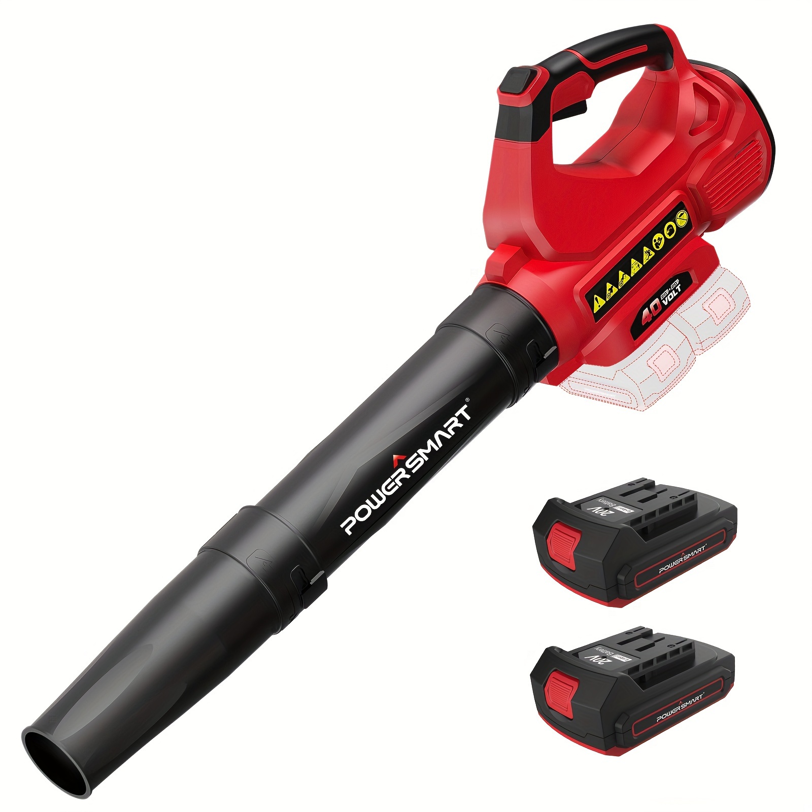 

40v Cordless Leaf Blower, Powerful 450cfm 130mph Performance With 2x 2.0ah Batteries & Included, For Quick & Care