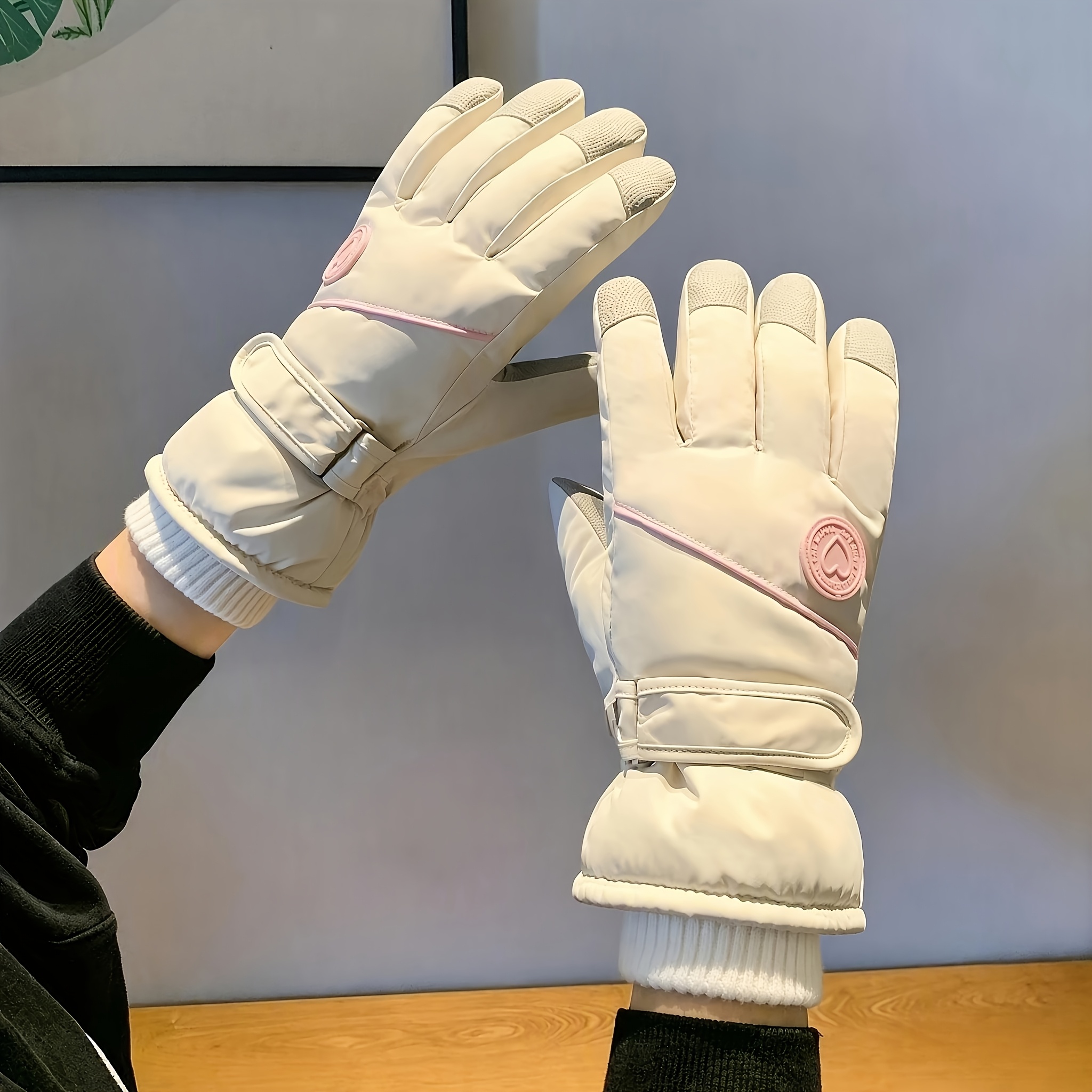 TEMU 2 pièces/1 paire, Gants de ski et snowboard chauds et coupe-vent, Une paire de gants - Une paire de gants d'hiver , Prise améliorée, Convient