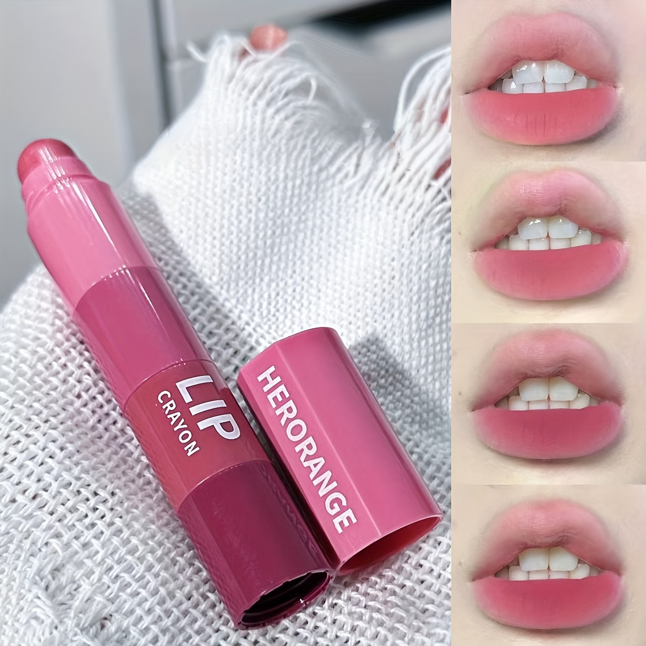 Image of Herorange Mini Mini Cannon Lipstick Fun Tube 4-color Lipstick Set Matte Frosted Peach Bean Paste Long-lasting Coloring Lip Liner 4pcs Set