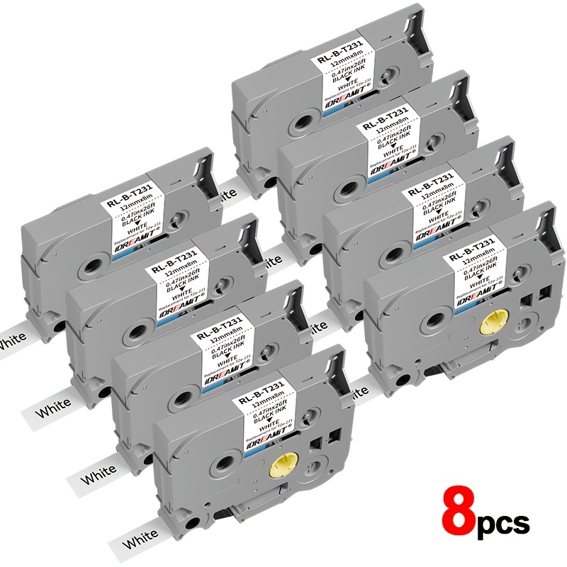 Image of 5/8pcs Label Tape Replacement For Tze-231 Tz231 Tze231 Compatible For Brother 12mm 0.47 Laminated White P Touch Label For Label Maker Pt-d210 Pt-d220 Pt- Pt-400 Dpt- 8m (26.2ft)