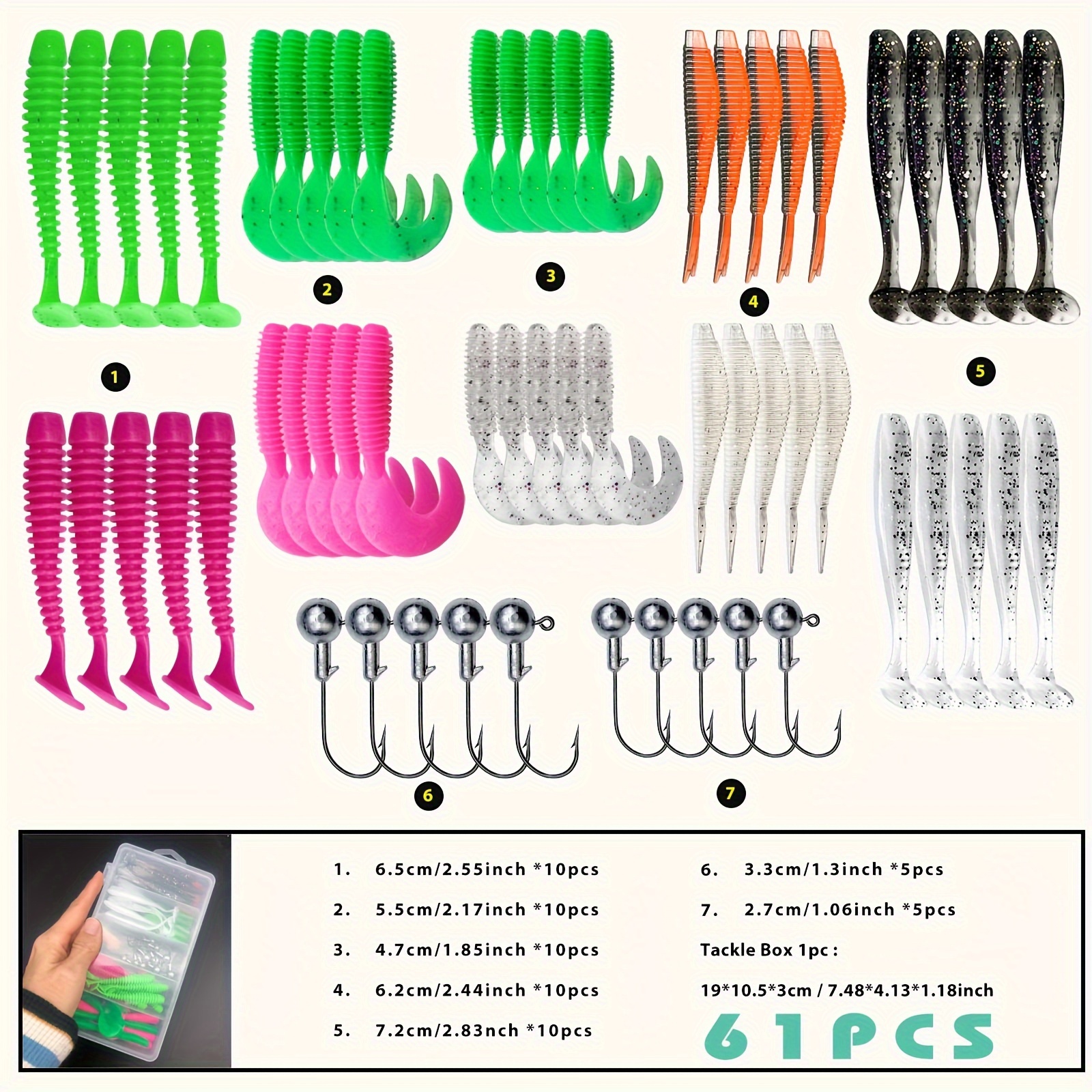 Soft Fishing Lures Kit: Tackle Box Soft Plastic Worms - Temu New