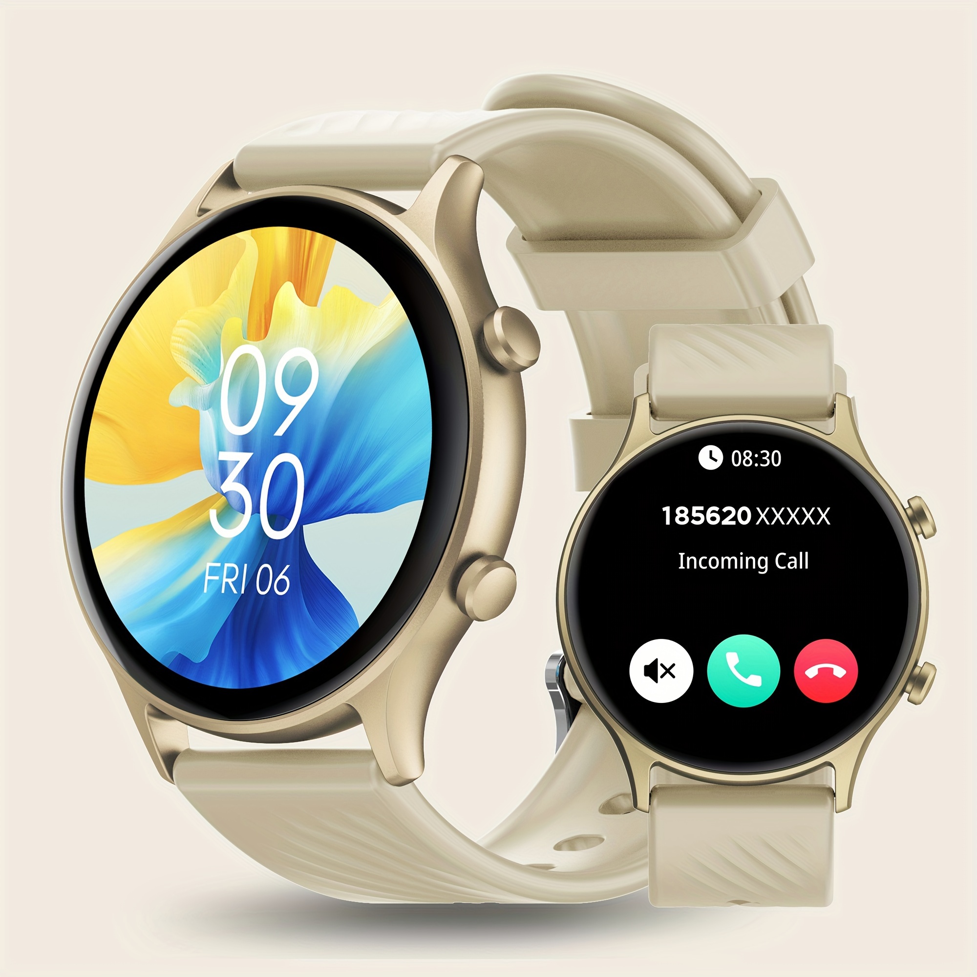 outdoor smart watch for men and women 1 39 hd round screen wireless calls message push waterproof 100 sports mode fitness   steps calories music control sleep monitoring smartwatch for android and ios phones