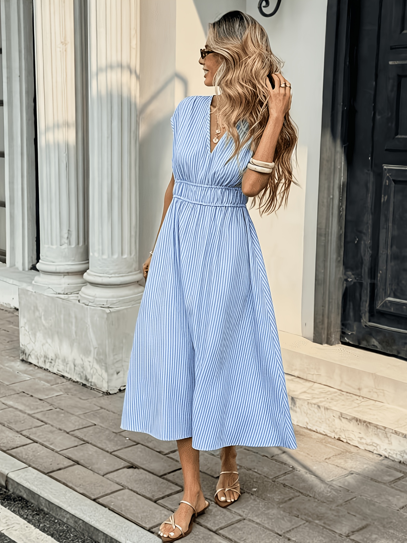 ladies summer work dresses for women colour: grey-knit-long-sleeve-collared-midi-dress