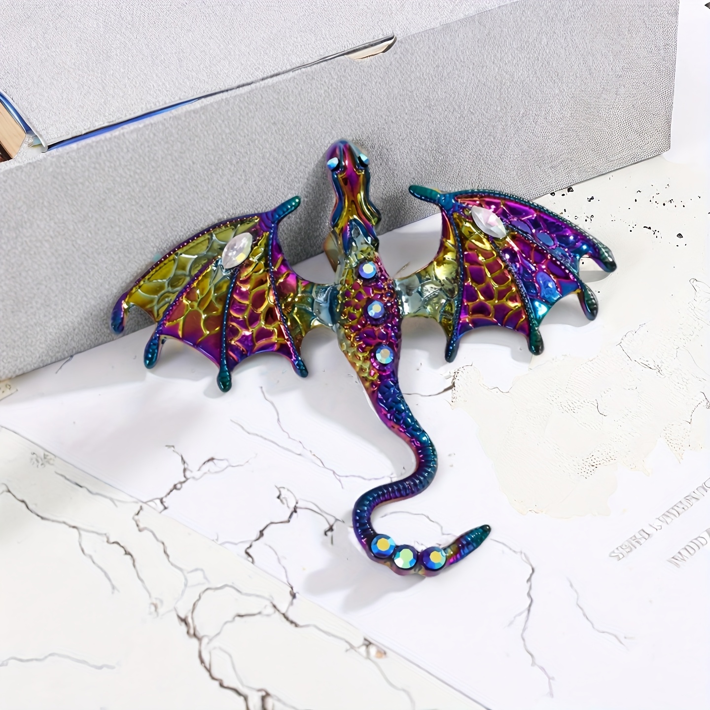 Image of 1pc Of A Vibrant Enamel Dragon Brooch With Rhinestones, A Mythical Creature Pin Designed For Women's Dresses, Coats, Or Sweater Corsages