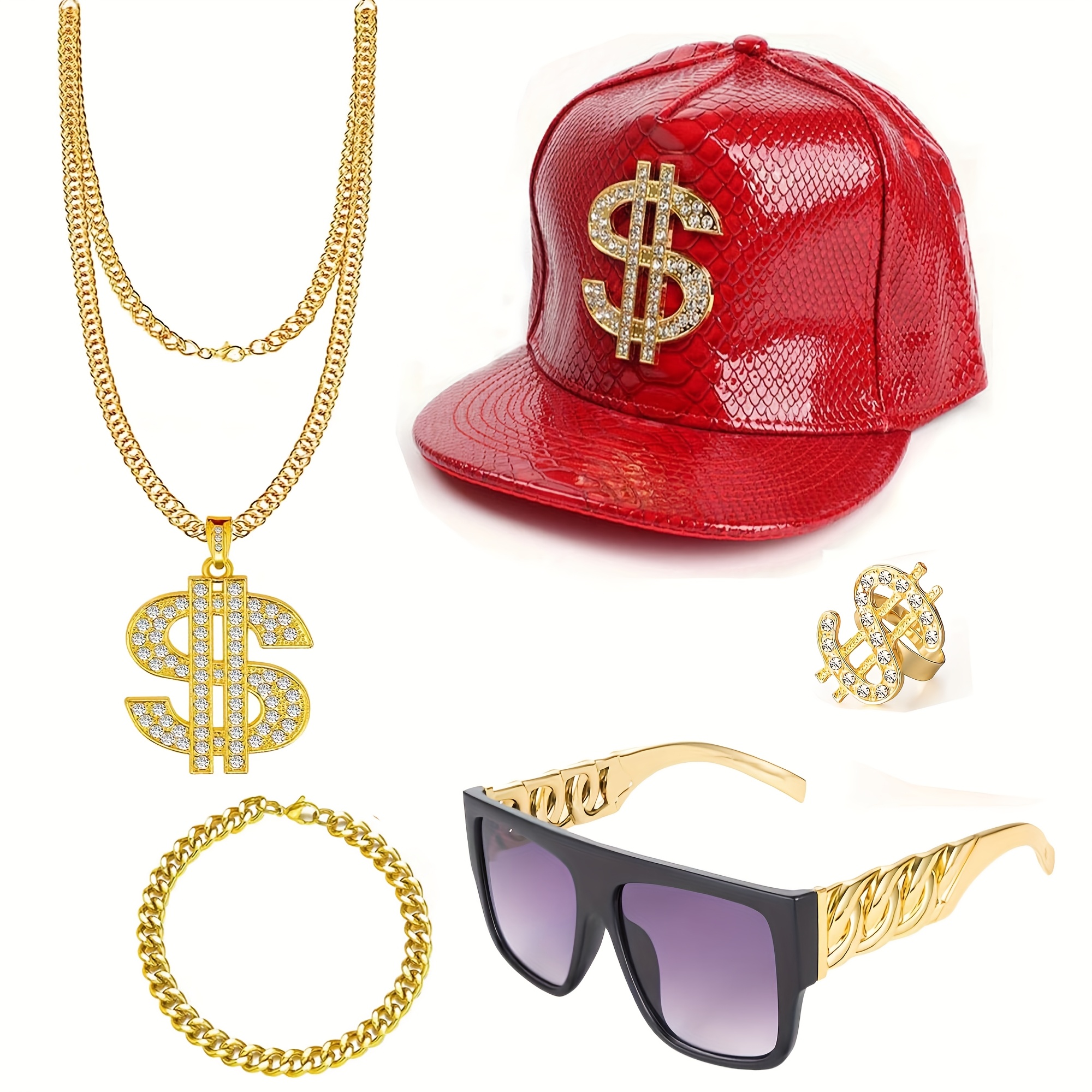 Hip Hop Costume Kit 80s 90s Rapper Accessories Set