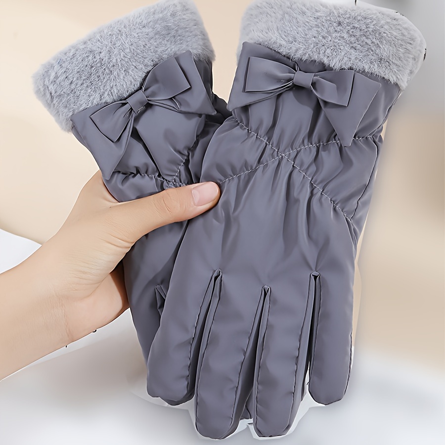 

Bubu Women's Winter Touch Screen Gloves - Elastic Fleece Lined, Solid Color, Polyester Knit, Windproof, Water-resistant, For Outdoor Activities And Biking