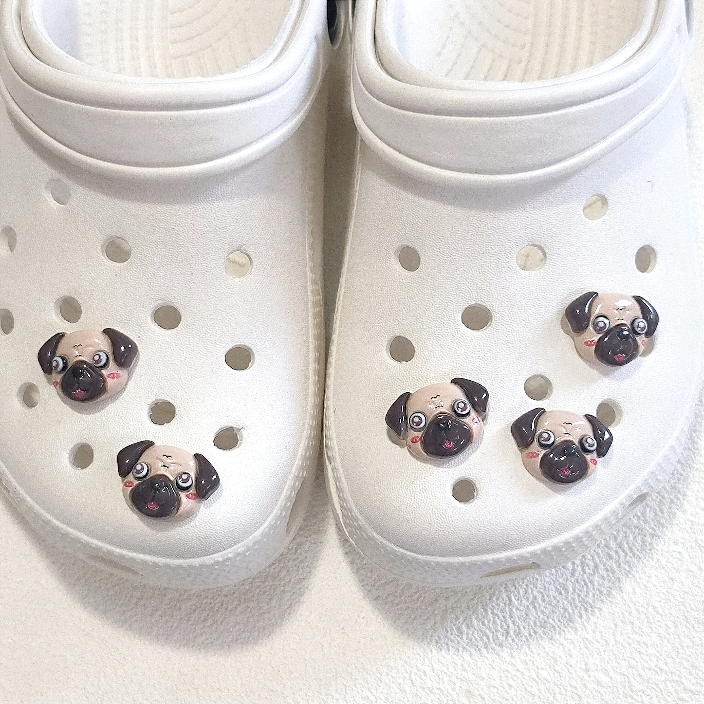 

5pcs Pug & Shoe Charms - Fun Diy Accessories, Abs Dog Decorations For And Slippers