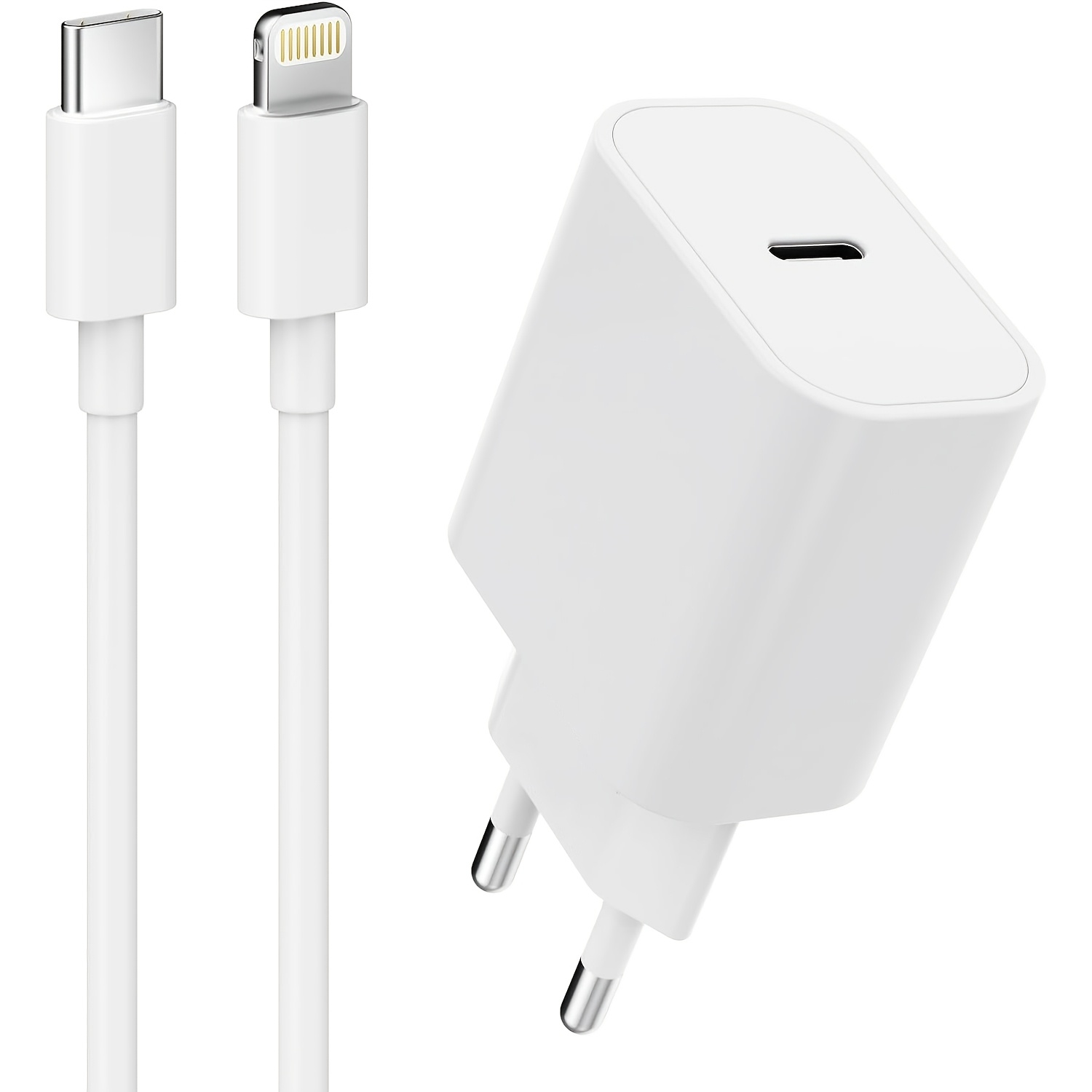 адаптер питания eu для зарядки и кабель type c — lightning длиной 39.37 дюйма/3.3 фута,   зарядки и зарядный шнур, совместимые с iphone 14 13 12 11 pro max xr xs x, ipad