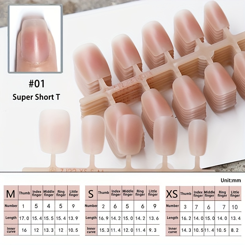 Image of 30pcs Matte Long Medium Oval Fake Nails Pink Short T Full Nail Tips Nude Pinkish Gradient Press On Nails Minimalist Style Xs S M False Nails For Women Parties Weddings Daily Wear