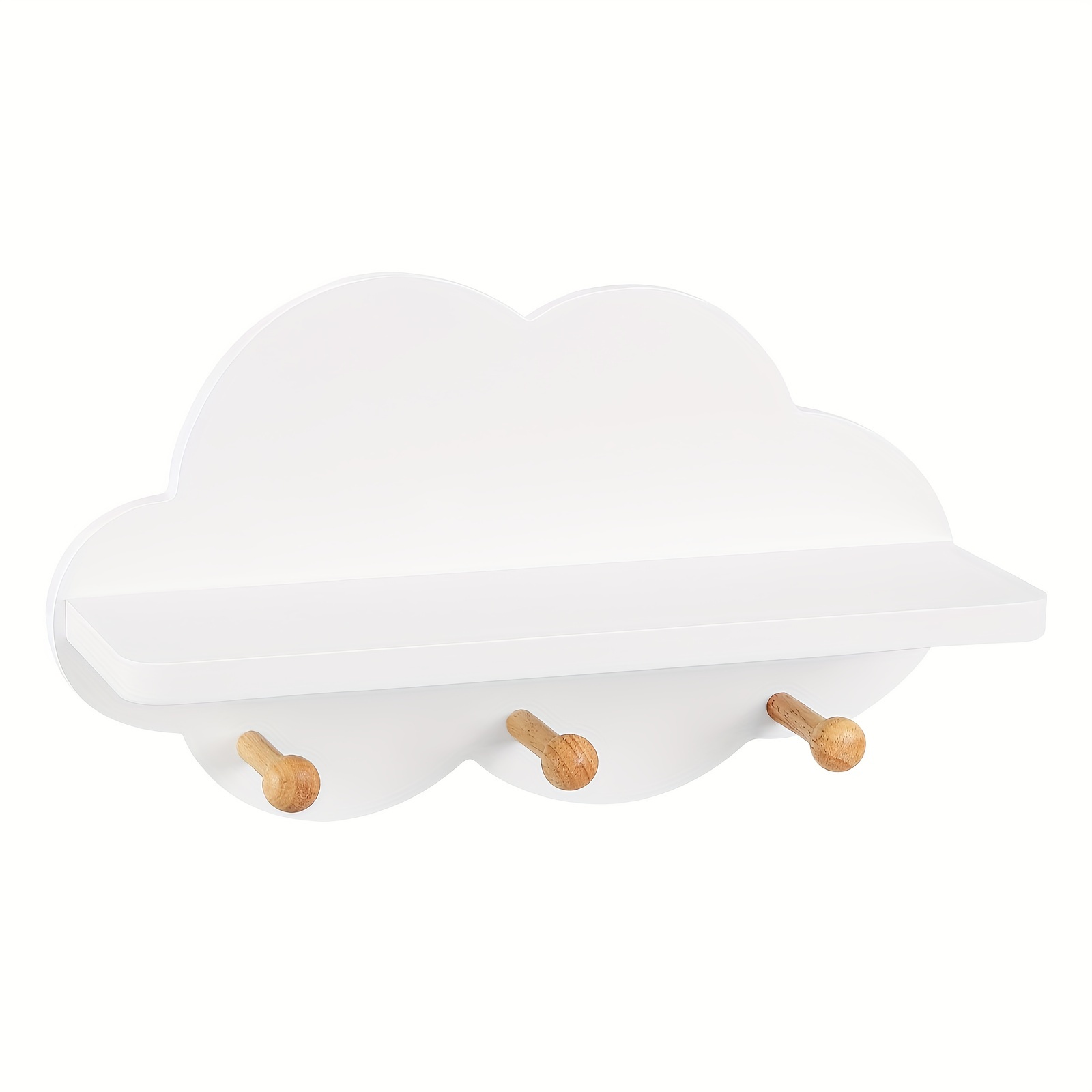 Cloud Shelf, Coat Hook, Wall Shelf With Hooks, Hanging Shelf, Floating Shelf White, Bedroom Floating Shelf, Wall Decoration, 36x12x20.5 Cm