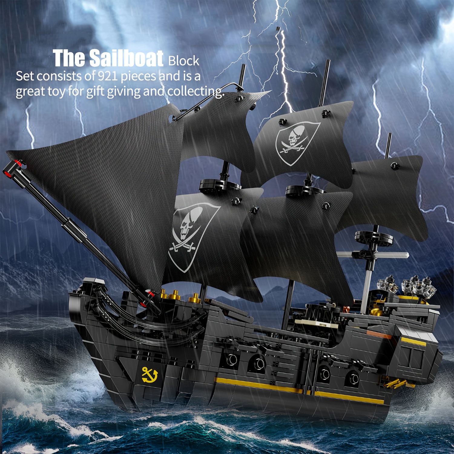 

921pcs Building Blocks Toy Pirate Ship Model 3d Puzzle Sailboat Educational Toys Compatible Bricks Sets Christmas Birthday Gifts