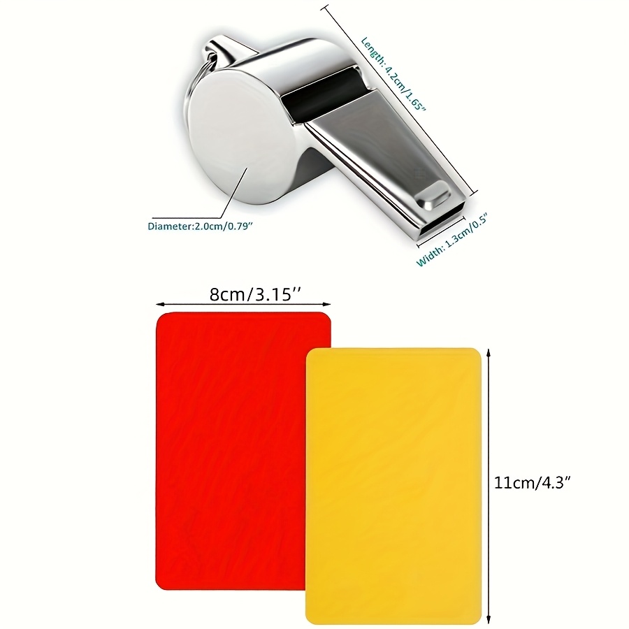 E-shop 3-teiliges PVC-Pfeifen-Set in Rot Gelb für Fußballschiedsrichter Trainer – Metallpfeife mit Lanyard, offizielle Sportausrüstung, kein Laden