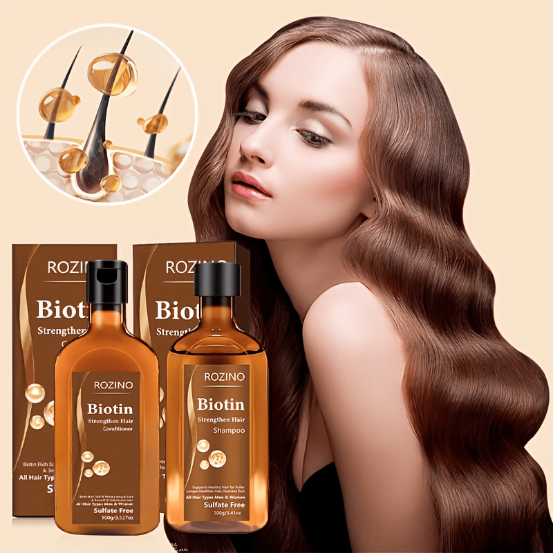 Image of Wash 7 Days, Stay Up Late Without Losing Hair]biotin Strengthens And , Cleanses, Controls Oil, And Has Multiple Effects In 1 Shampoo And Conditioner Set 2pcs, Contains A Of , Rich Foam
