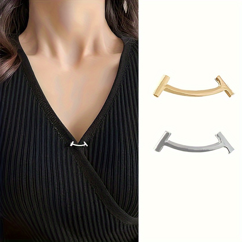 

Elegant Golden & Silvery Safety Pins - Waist Closure, Anti-slip Brooch Design For Shirts & Collars, Fashion Accessory