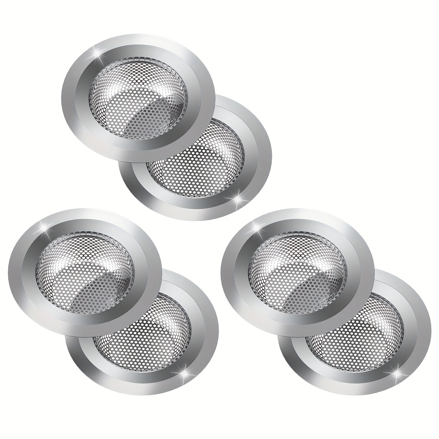 

Kitchen Sink Strainer, 6 Pack Stainless Steel Drain Strainers, 4.5" Diameter Large Wide Rim, Anti Clogging Micro Perforation Holes