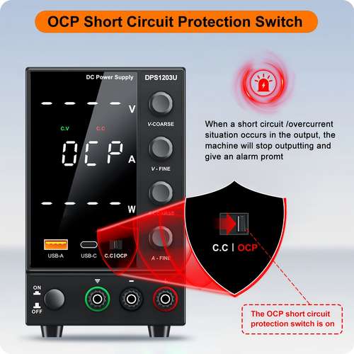 Wanptek 0-30V 6A Adjustable DC Bench Power Supply – 180W SMPS, OVP/OCP, Short Circuit Protection