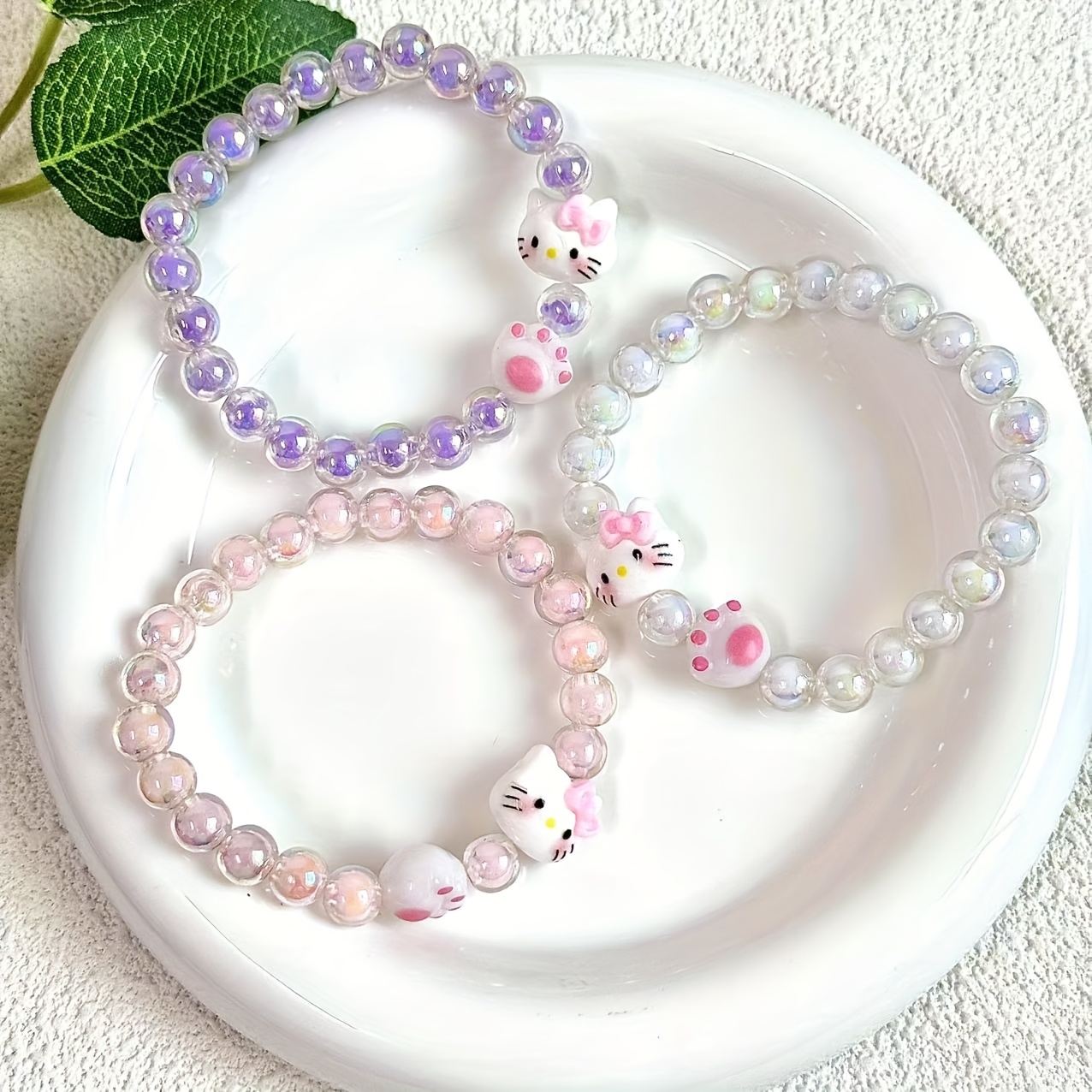 Image of 3pcs Cartoon Cat Bracelets - Cute Kt Cat Bracelets, Bracelets, Gifts, Birthday Gifts, Mother's Day Gifts, Valentine's Day Gifts