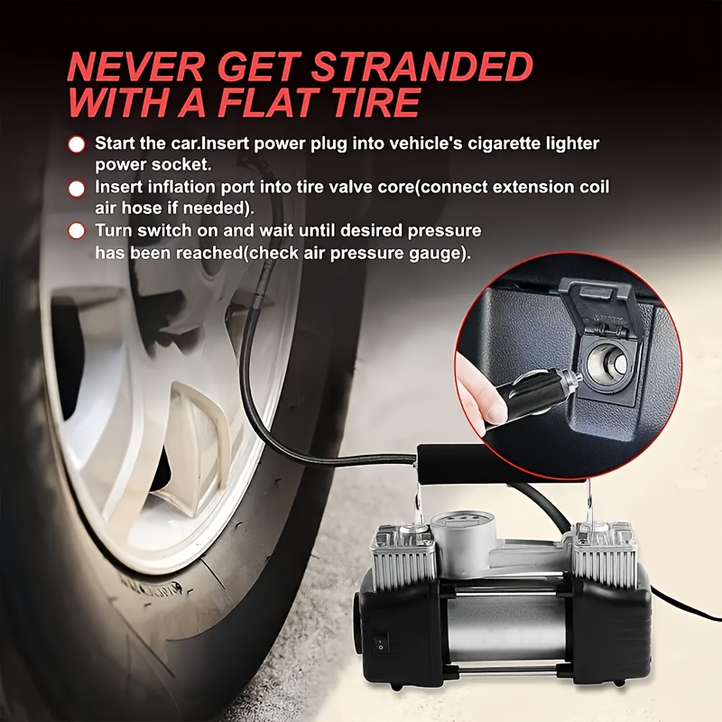 cigarette lighter air pump for car tires portable air compressor heavy duty tire inflator