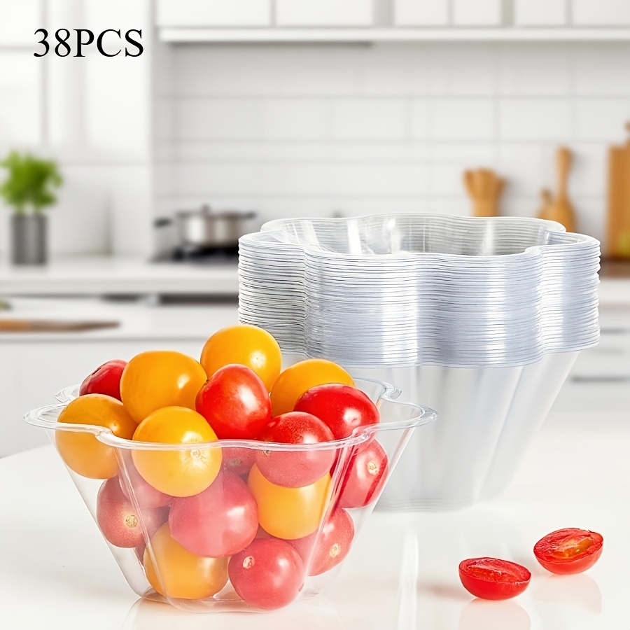 Image of 38pcs Dessert Cups, Transparent Flower-shaped Ice Cream Bowls, Dessert Bowls, Serving Bowls, Parfait Appetizer Cups For Ice Cream, Nuts, And Salads