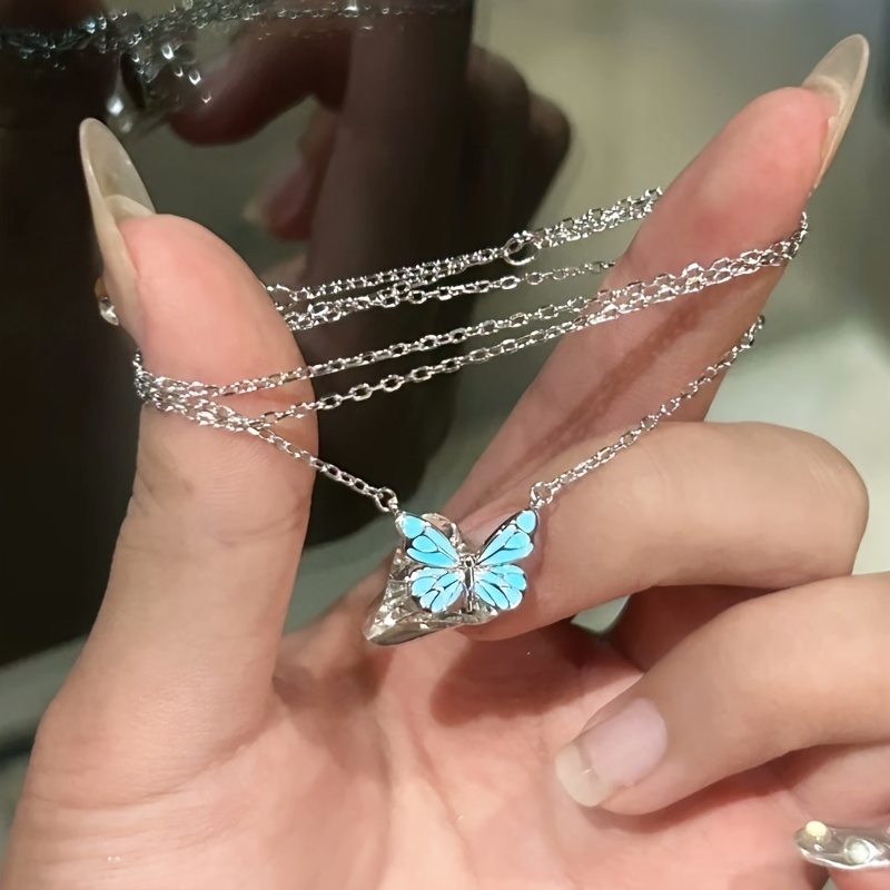 TEMU Collar de con luz fluorescente dinámica, cadena de clavícula aurora versátil y lujosa