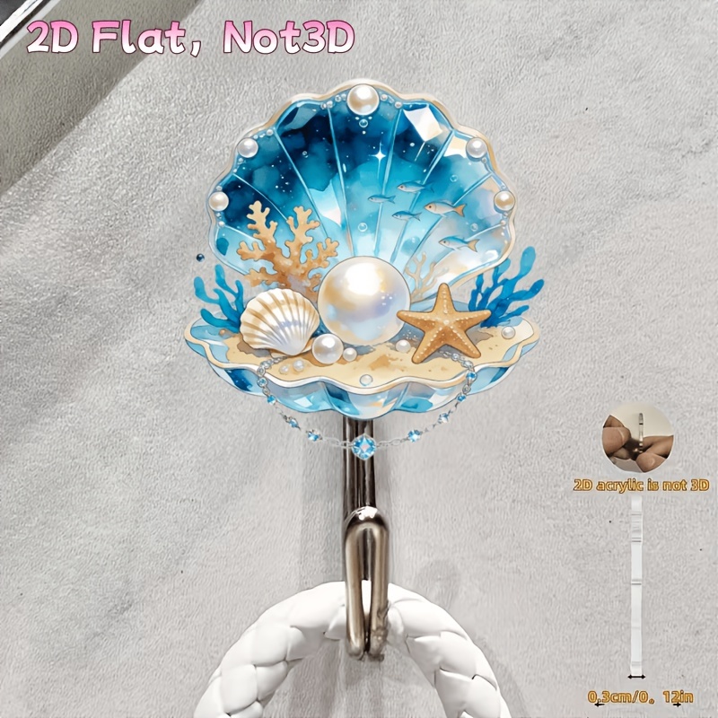 TEMU 2dflat-1pc Shell Cartoon Pattern Auxiliary Hook - Easy And Elegant - No Drilling, Trace-free Door And Bathroom Hook, , Fashionable Design For