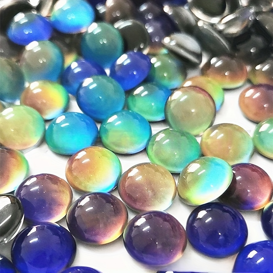 

10pcs 12mm Temperature-sensitive Color Changing Stone Mood Stones, Suitable For Pendant, Ring, Bracelet, Foot Chain And Other Jewelry Making Synthetic Stones, The Change