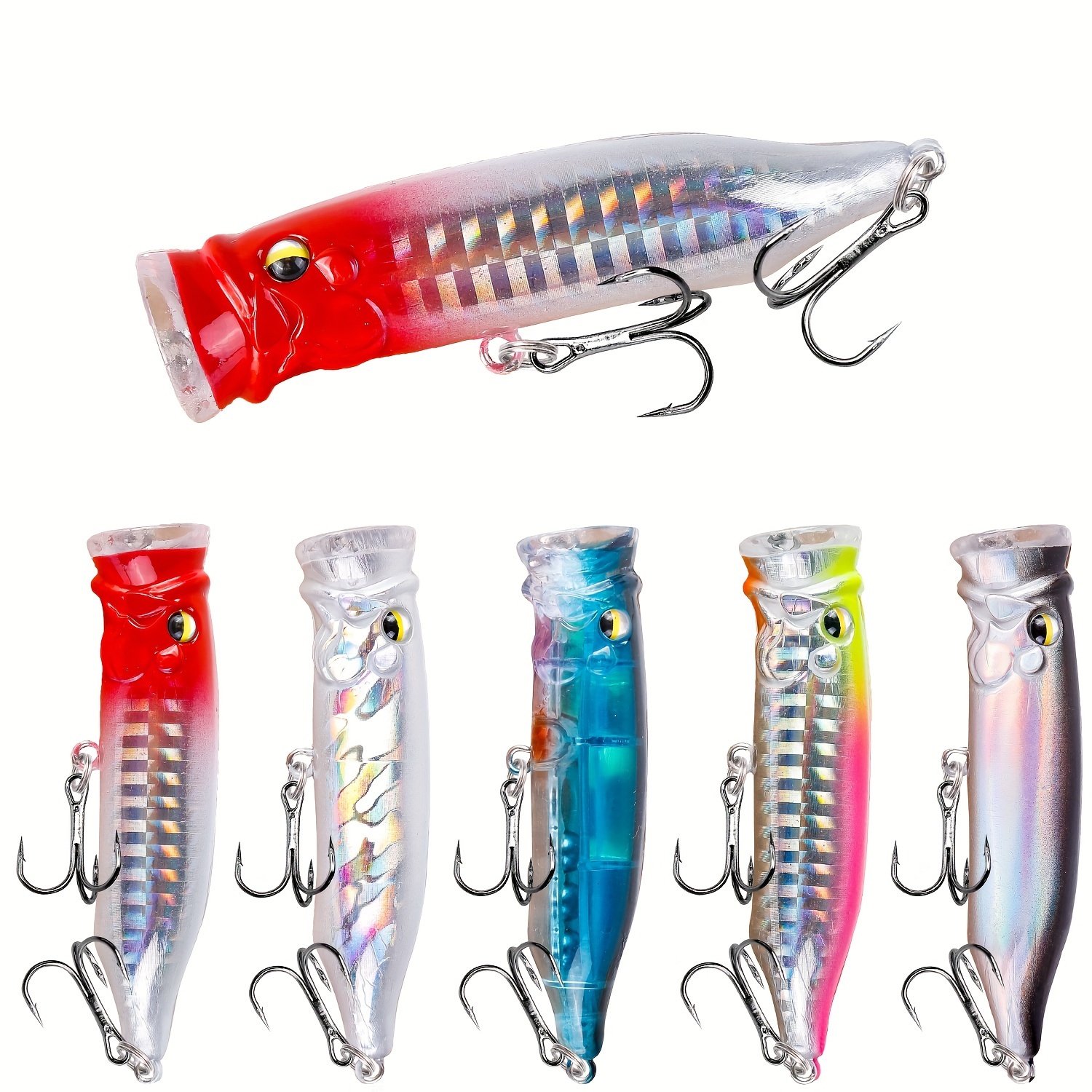 Fishing Lures One Large Top Water Popper 4.75 in/1.5 oz Lure Artificial  Seal Lure 3D Eyes Hard Popper with Hooks and Ring for Saltwater Offshore  Surf