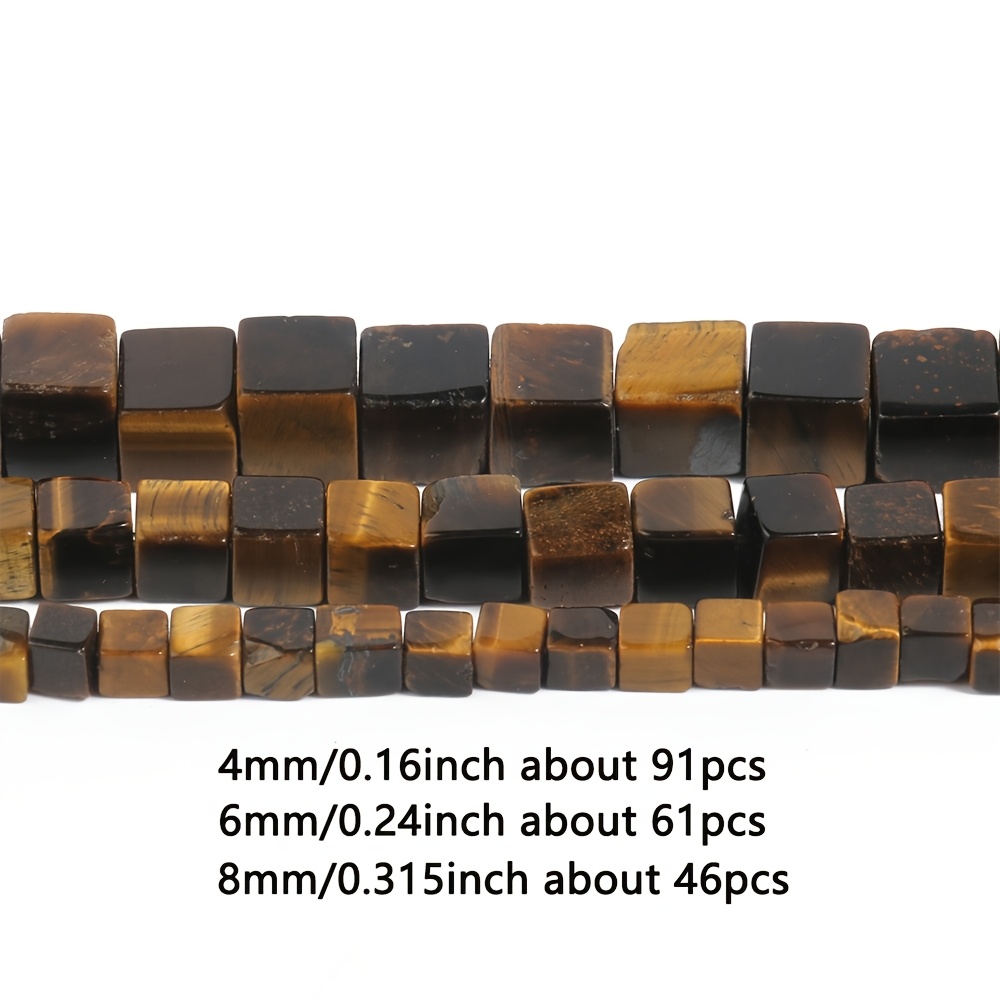 E-shop 4/6/8mm Natürliche Würfel Quadrat Gelbe Tigerauge Steinperlen 91/61/46 Stück Lose Zwischenperlen für Schmuckherstellung DIY Halskette Ohrringe
