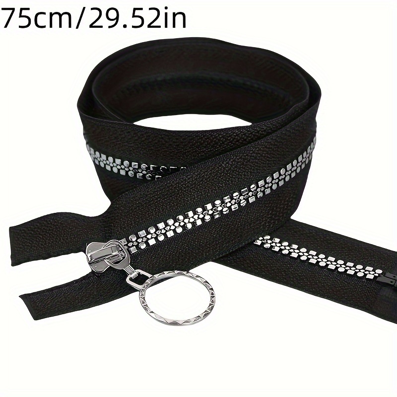 5-size Silvery-plated Square & Round Tooth Single-end Pull Zipper, In Black And White, Multiple Sizes , Suitable For Clothing, Bags, Pockets, Etc.