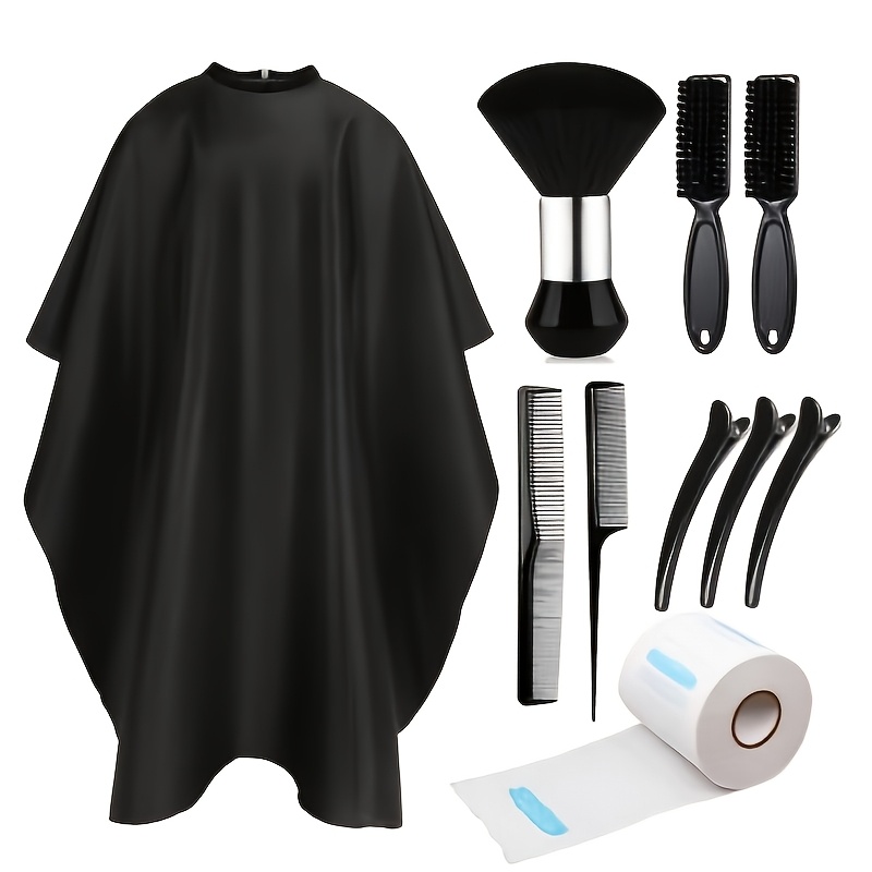 TEMU 10pcs Hairdressing Tool Set, Hair Cape Neck Brush, Hairbrush, Neck Scarf, Comb, Hair Clip, Professional Hairdressing Additions And Cleaning