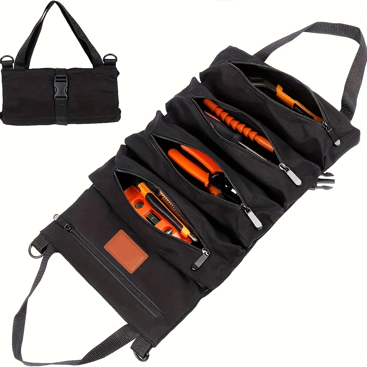 TEMU 5-pocket Roll-up Tool Pouch, Organizer, Compact Durable Storage For Work & Outdoor Use,